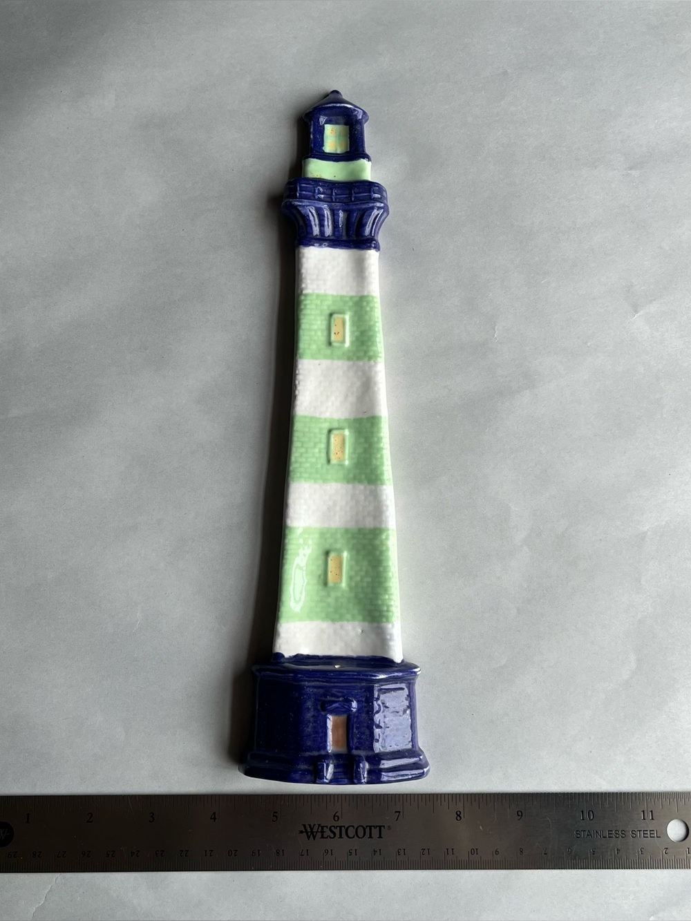 Handpainted Ceramic Lighthouse Incense Stick Burner 12”L